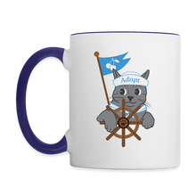 Load image into Gallery viewer, Door County Sailor Cat Contrast Coffee Mug - white/cobalt blue