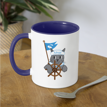 Load image into Gallery viewer, Door County Sailor Cat Contrast Coffee Mug - white/cobalt blue