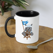 Load image into Gallery viewer, Door County Sailor Cat Contrast Coffee Mug - white/black