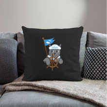 Load image into Gallery viewer, Door County Sailor Cat Throw Pillow Cover 18” x 18” - black