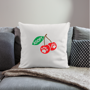 Door County Cherries Throw Pillow Cover 18” x 18” - natural white