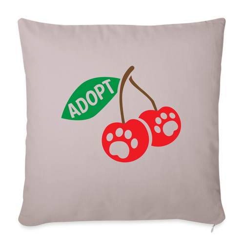 Door County Cherries Throw Pillow Cover 18” x 18” - light taupe
