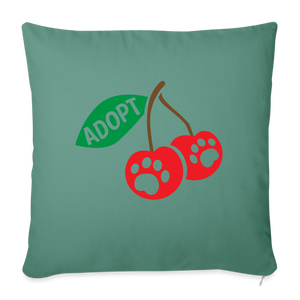 Door County Cherries Throw Pillow Cover 18” x 18” - cypress green