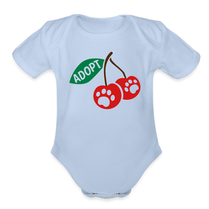 Door County Cherries Organic Short Sleeve Baby Bodysuit - sky