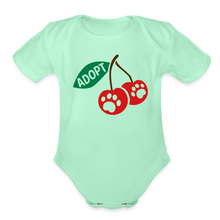 Load image into Gallery viewer, Door County Cherries Organic Short Sleeve Baby Bodysuit - light mint