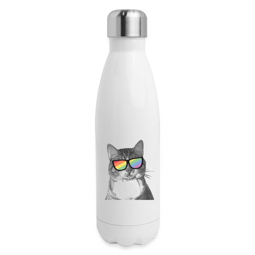 Pride Cat Insulated Stainless Steel Water Bottle - white