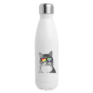 Pride Cat Insulated Stainless Steel Water Bottle - white