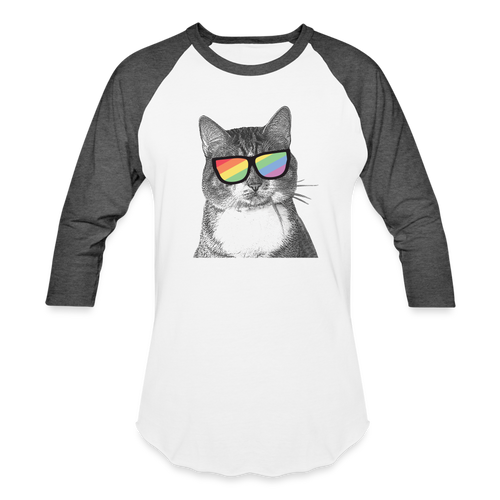 Pride Cat Baseball T-Shirt - white/charcoal