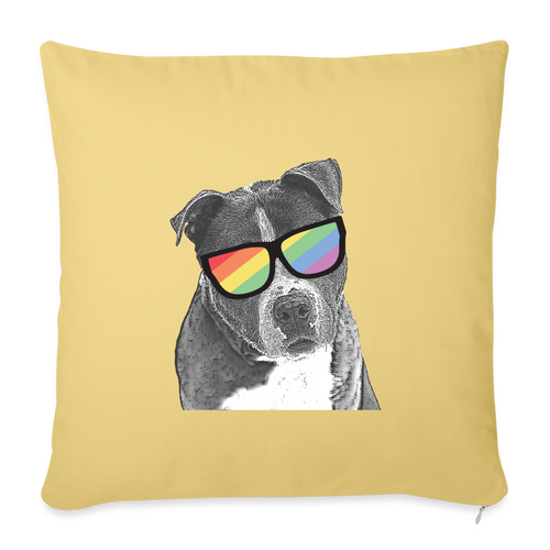 Pride Dog Throw Pillow Cover 18” x 18” - washed yellow
