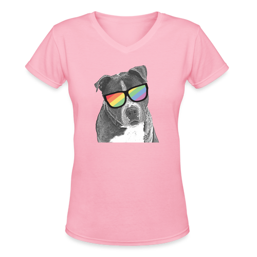 Pride Dog Contoured V-Neck T-Shirt - pink