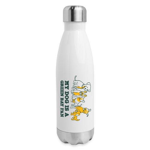 Dog is a GB Fan Insulated Stainless Steel Water Bottle - white