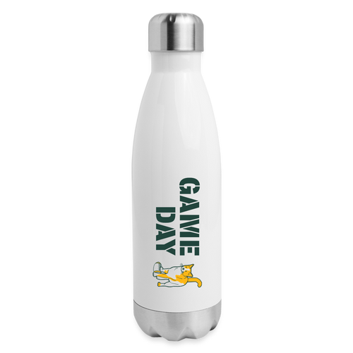 Game Day Cat Insulated Stainless Steel Water Bottle - white