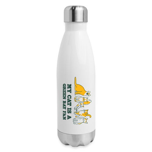 Cat is a GB Fan Insulated Stainless Steel Water Bottle - white