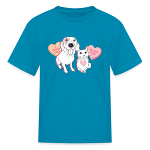 Valentine Hearts Kids' T-Shirt - turquoise