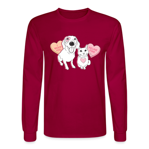 Valentine Hearts Long Sleeve T-Shirt - dark red
