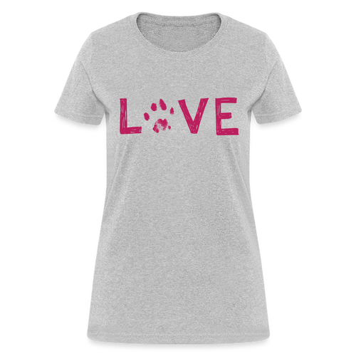 Love Pawprint Contoured T-Shirt - heather gray