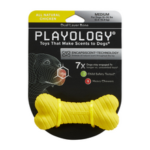 Load image into Gallery viewer, Playology Dual Layer Bone Chicken Scented Dog Toy