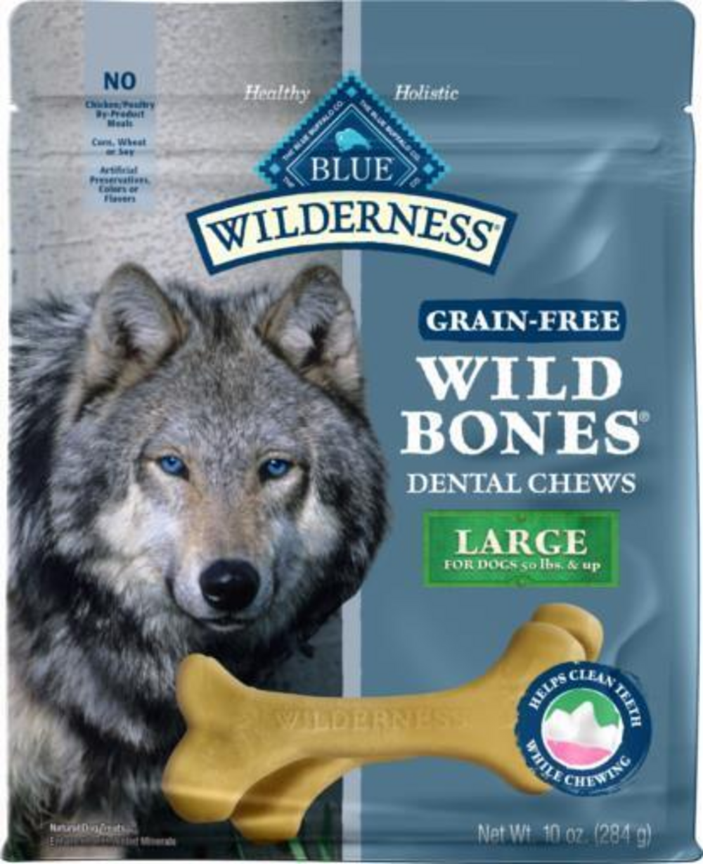 Blue Buffalo Wilderness Wild Bones Dental Chews Large Size for Dogs