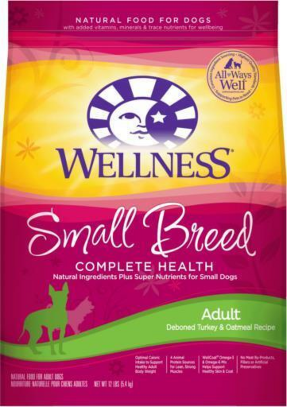Wellness Complete Health Natural Small Breed Adult Turkey and Oatmeal Recipe Dry Dog Food