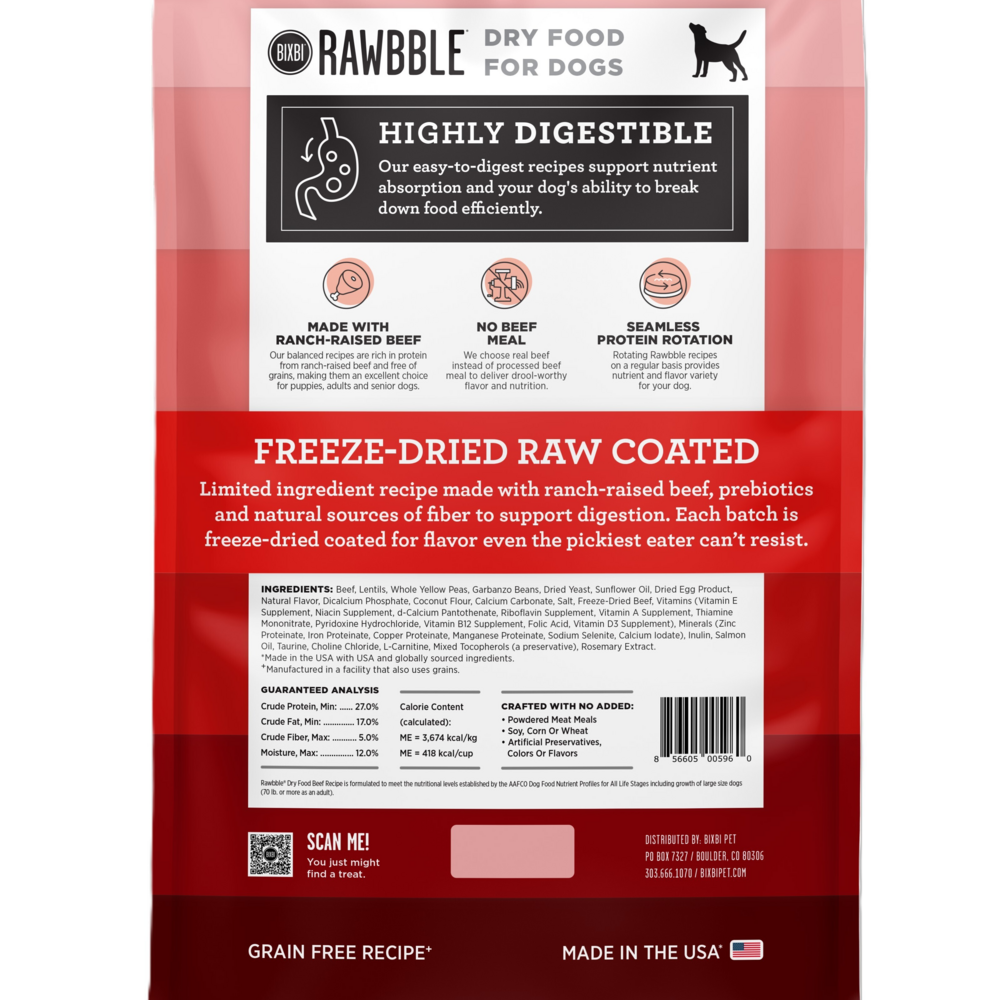 
                  
                    Bixbi Rawbble Freeze Dried Grain Free Beef Recipe for Dogs
                  
                