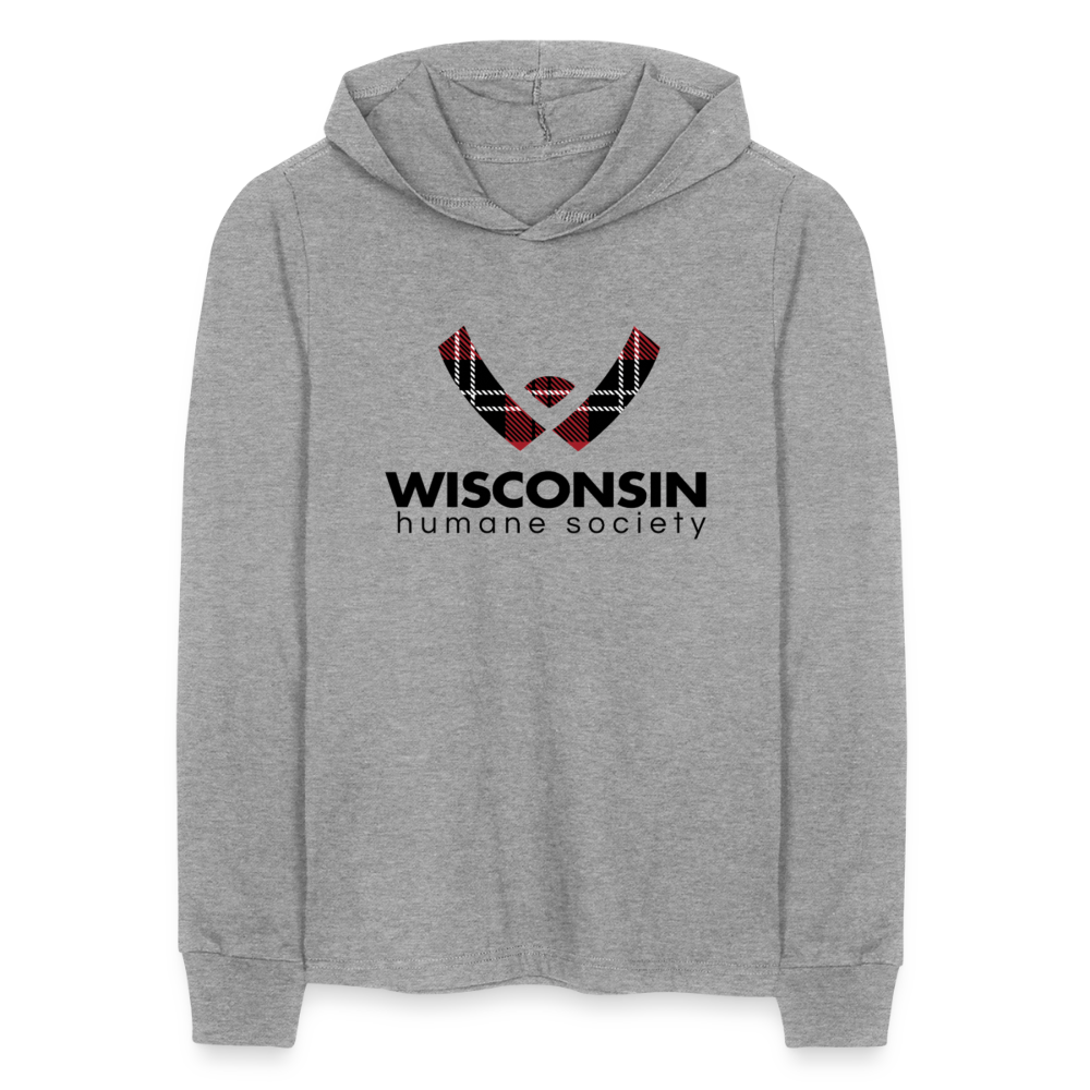 WHS Plaid Logo Long Sleeve Hoodie Shirt - heather grey