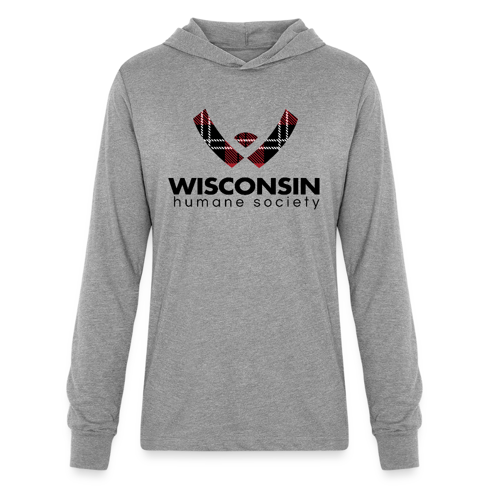 WHS Plaid Logo Long Sleeve Hoodie Shirt - heather grey