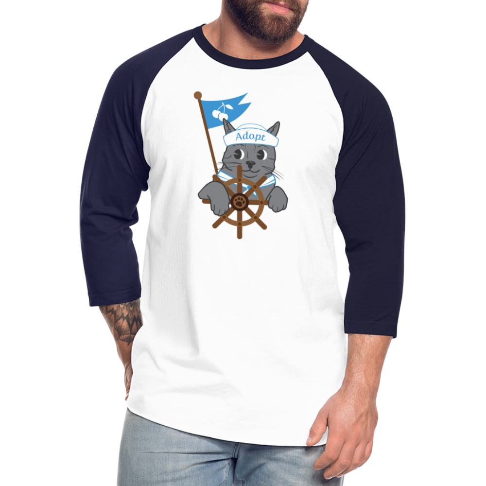 
                  
                    Door County Sailor Cat Baseball T-Shirt - white/navy
                  
                