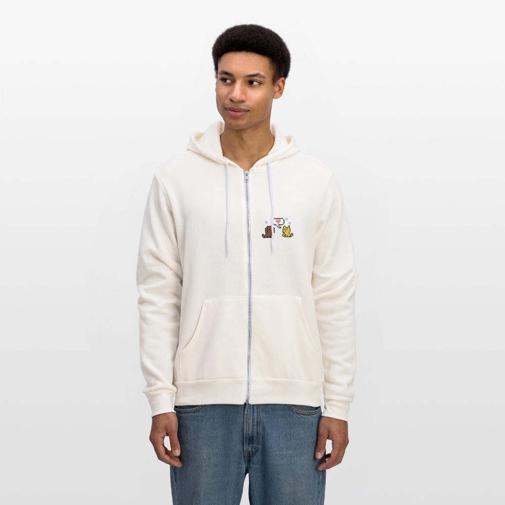 8-Bit Dog & Cat Bella + Canvas Unisex Full Zip Hoodie - vintage white