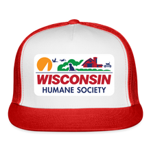 Load image into Gallery viewer, WHS License Plate Trucker Cap - white/red