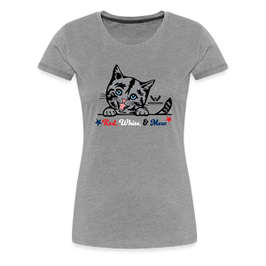 Red White & Mew Contoured Premium T-Shirt - heather gray