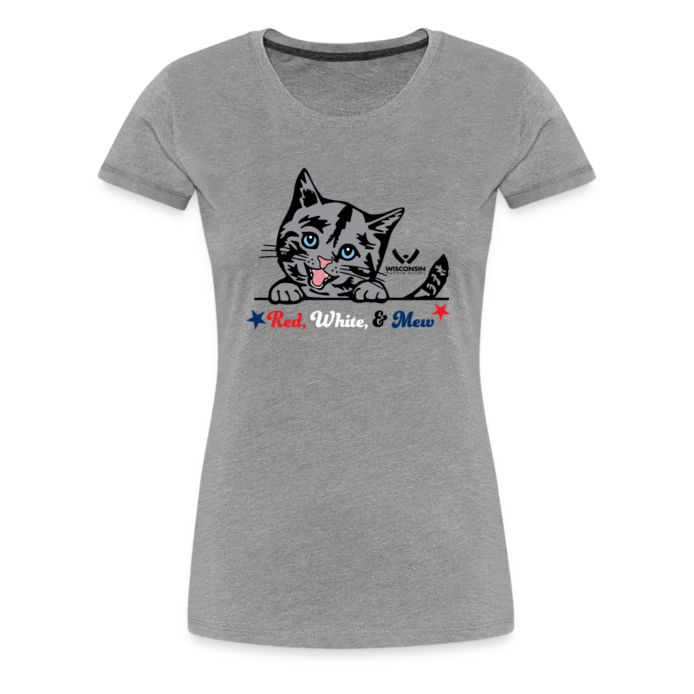 Red White & Mew Contoured Premium T-Shirt - heather gray