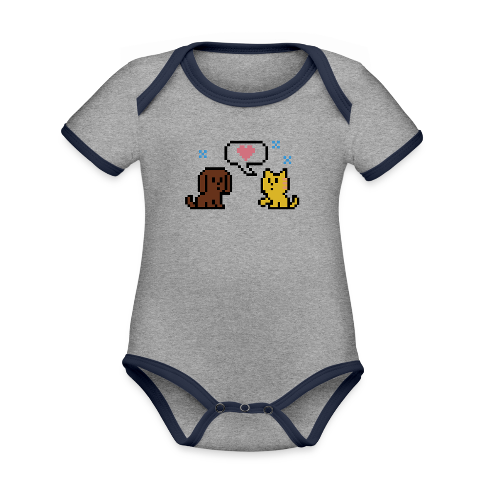 
                  
                    8-Bit Dog & Cat Organic Contrast Short Sleeve Baby Bodysuit - heather gray/navy
                  
                