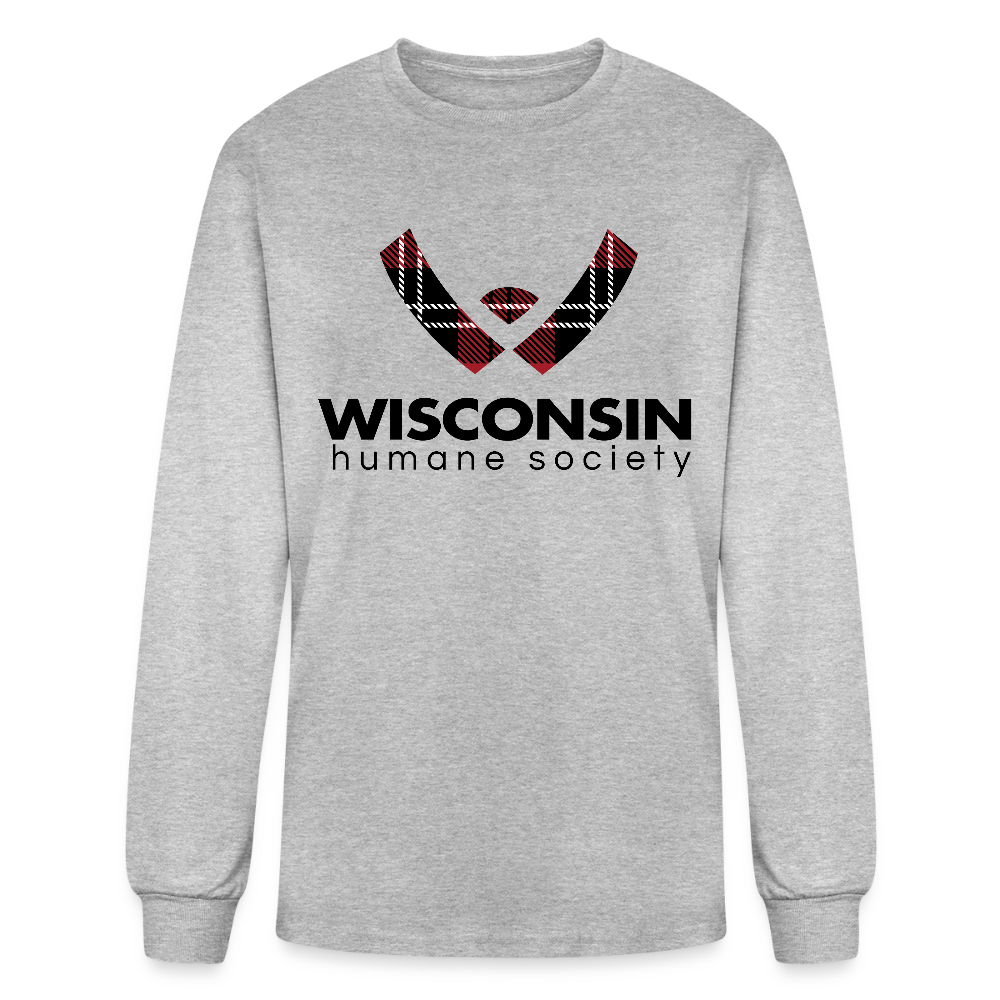 WHS Plaid Logo Long Sleeve T-Shirt - heather gray