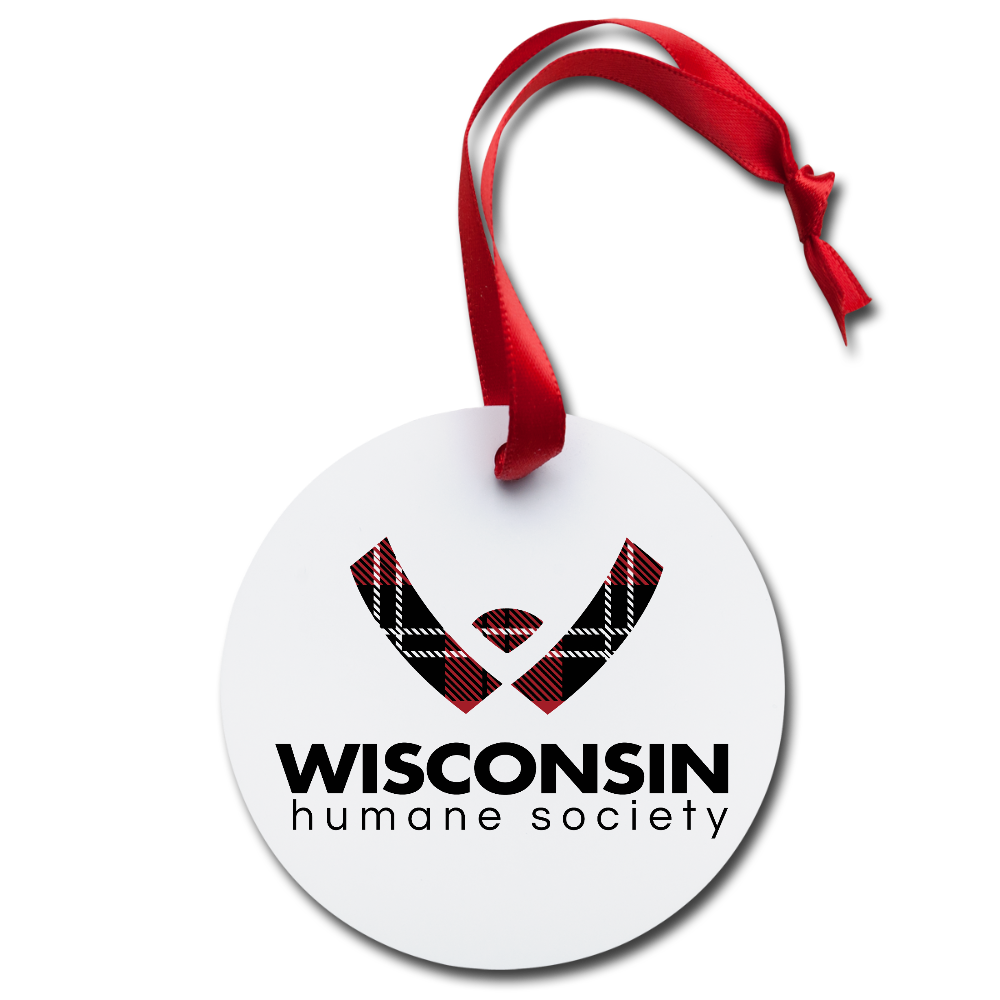 WHS Plaid Logo Holiday Ornament - white