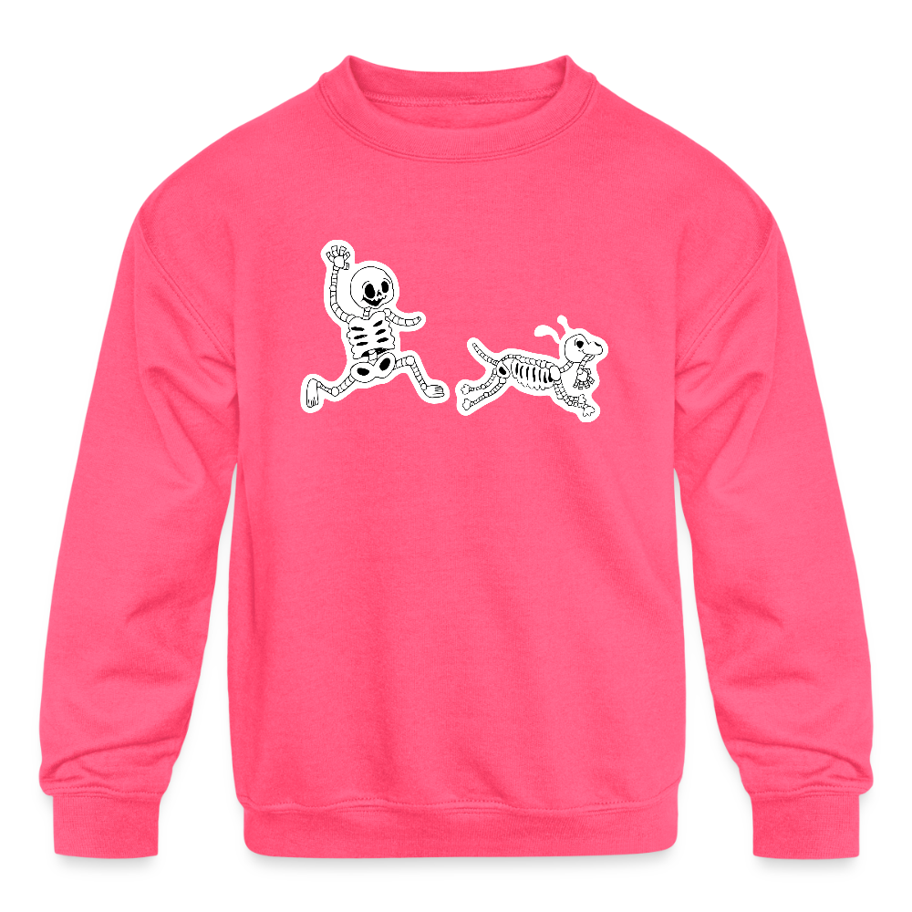 
                  
                    Skeleton Friends Kids' Crewneck Sweatshirt - neon pink
                  
                