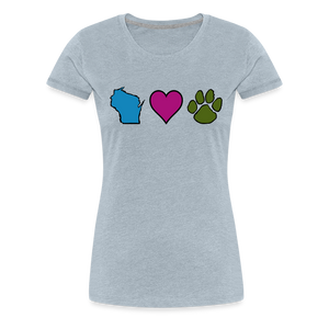 WI Loves Pets Contoured Premium T-Shirt - heather ice blue