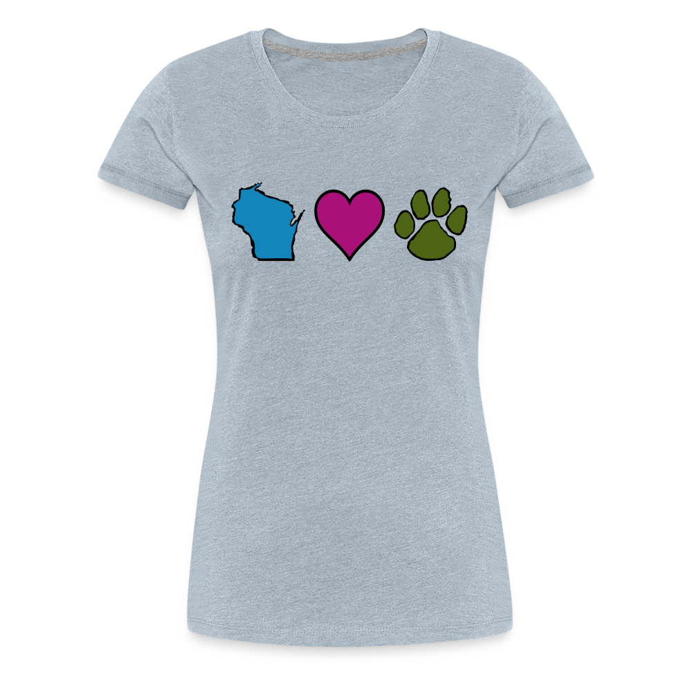 WI Loves Pets Contoured Premium T-Shirt - heather ice blue