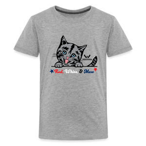 Red White & Mew Kids' Premium T-Shirt - heather gray