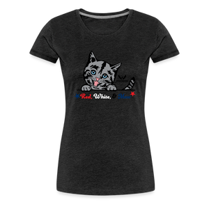 Red White & Mew Contoured Premium T-Shirt - charcoal grey