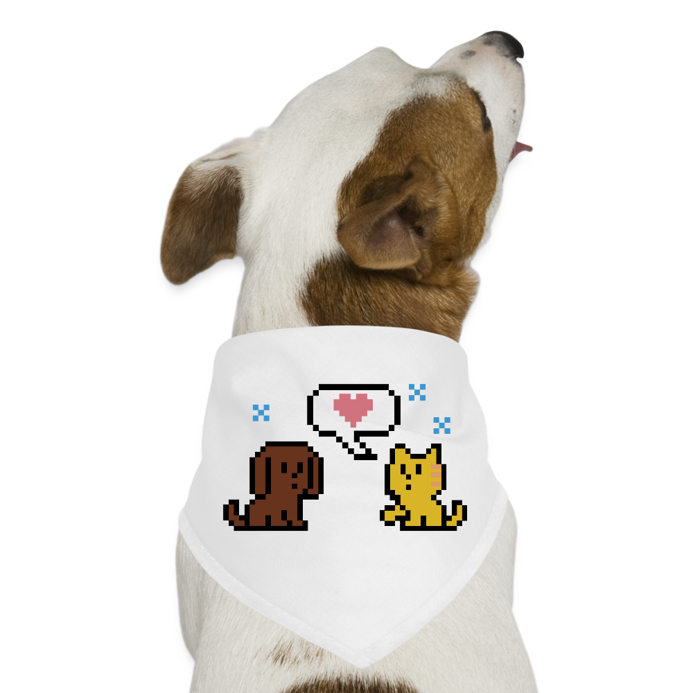 8-Bit Dog & Cat Bandana - white