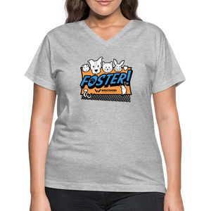 Foster Logo Contoured V-Neck T-Shirt - gray