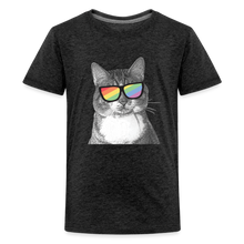 Load image into Gallery viewer, Pride Cat Kids&#39; Premium T-Shirt - charcoal grey