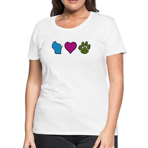 WI Loves Pets Contoured Premium T-Shirt - white