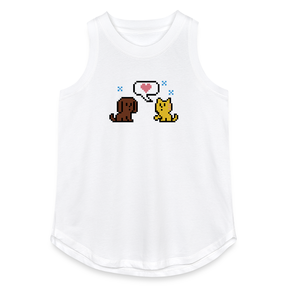 8-Bit Dog & Cat Relaxed Tank Top - white