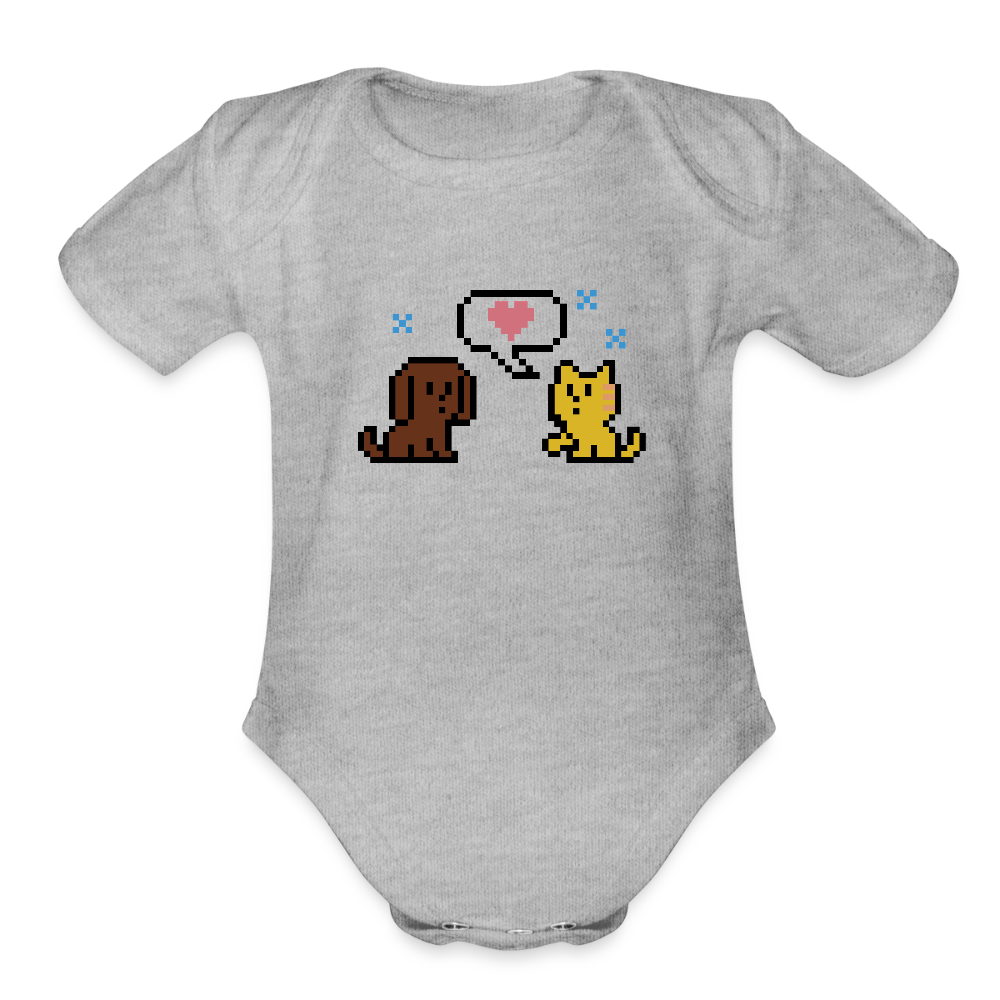 
                  
                    8-Bit Dog & Cat Organic Short Sleeve Baby Bodysuit - heather grey
                  
                