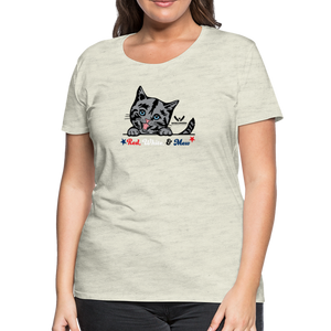 Red White & Mew Contoured Premium T-Shirt - heather oatmeal