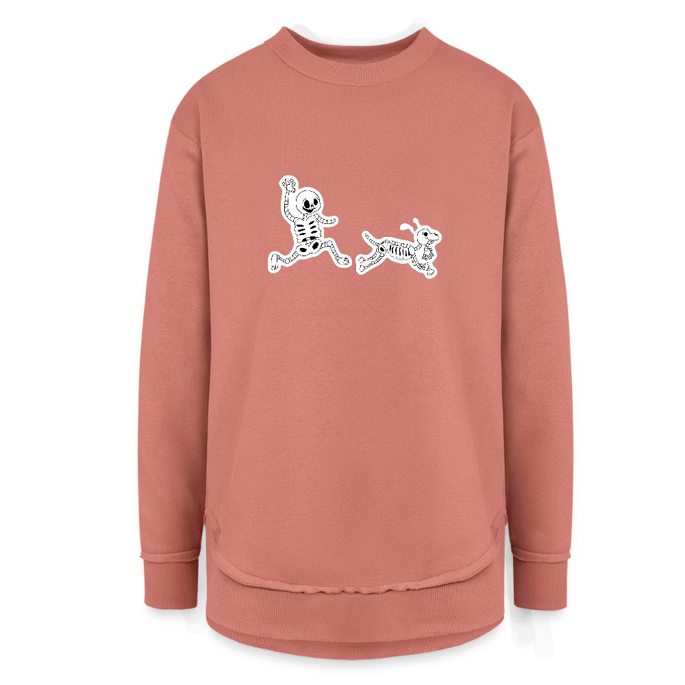 Skeleton Friends Weekend Tunic Fleece Sweatshirt - mauve