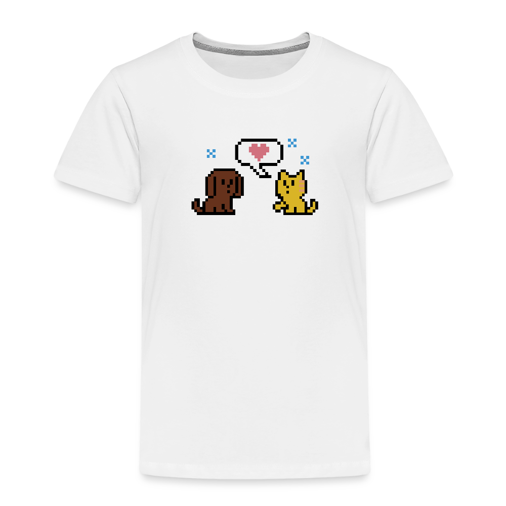 8-Bit Dog & Cat Toddler Premium T-Shirt - white