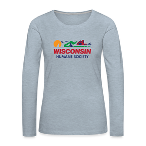 WHS License Plate Contoured Long Sleeve T-Shirt - heather ice blue