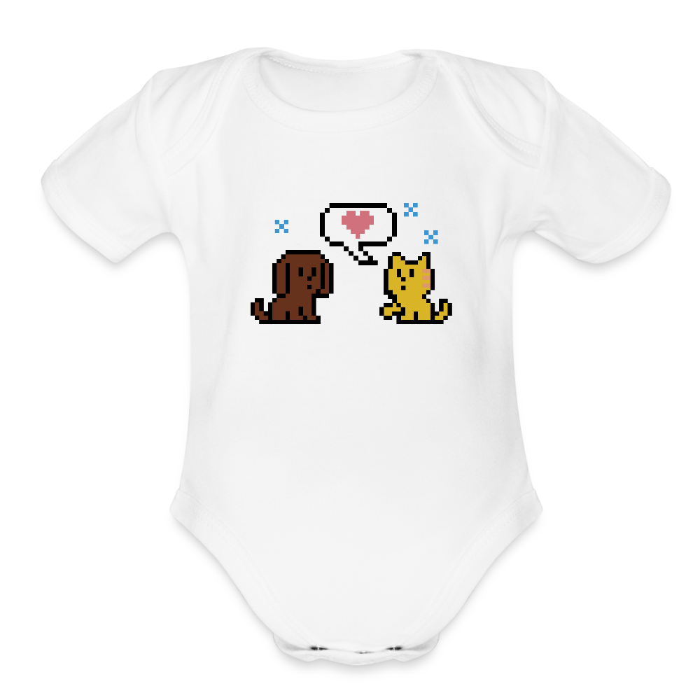 
                  
                    8-Bit Dog & Cat Organic Short Sleeve Baby Bodysuit - white
                  
                
